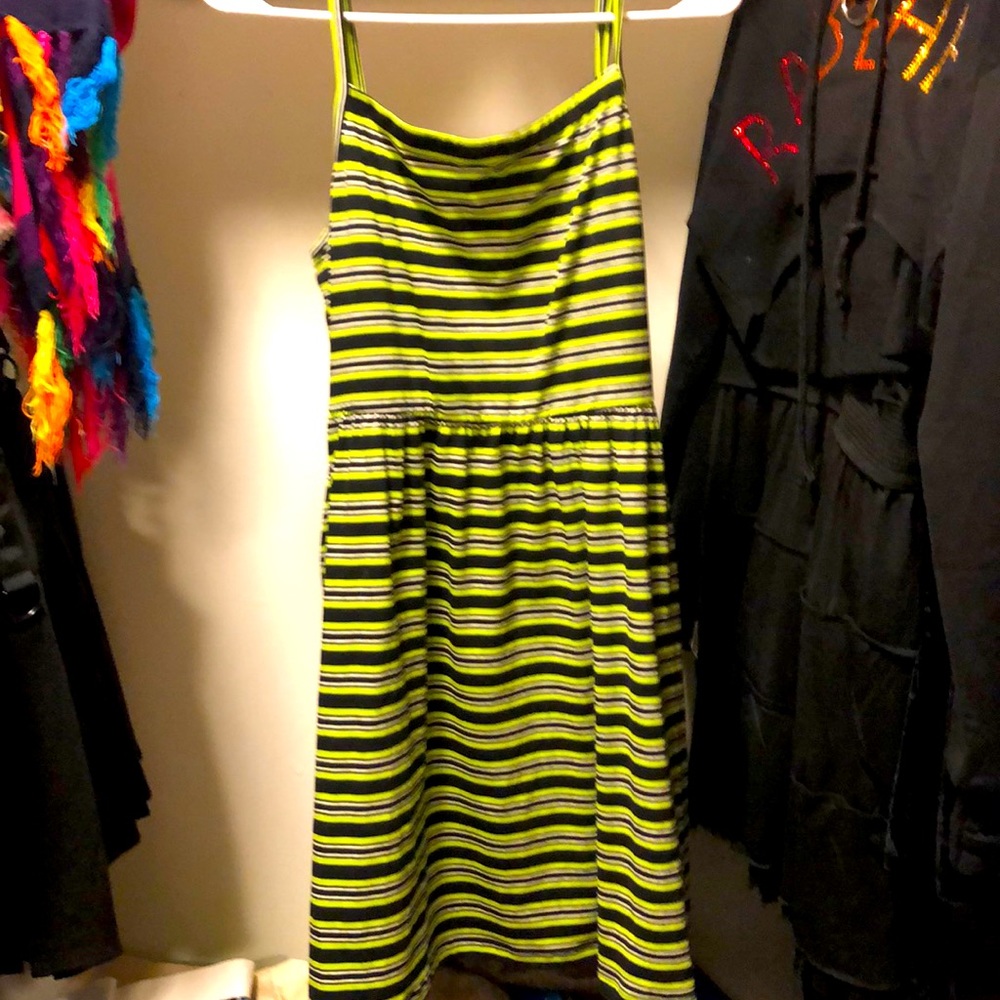 XL HOT TOPIC NEON GREEN BLACK STRIPE DRESS STRAPS